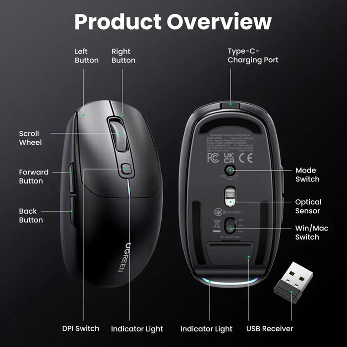 Ugreen MU103 Bluetooth 5.0 computer mouse / 2.4GHz USB receiver - black - Other office accessories<<<HurtelXML
