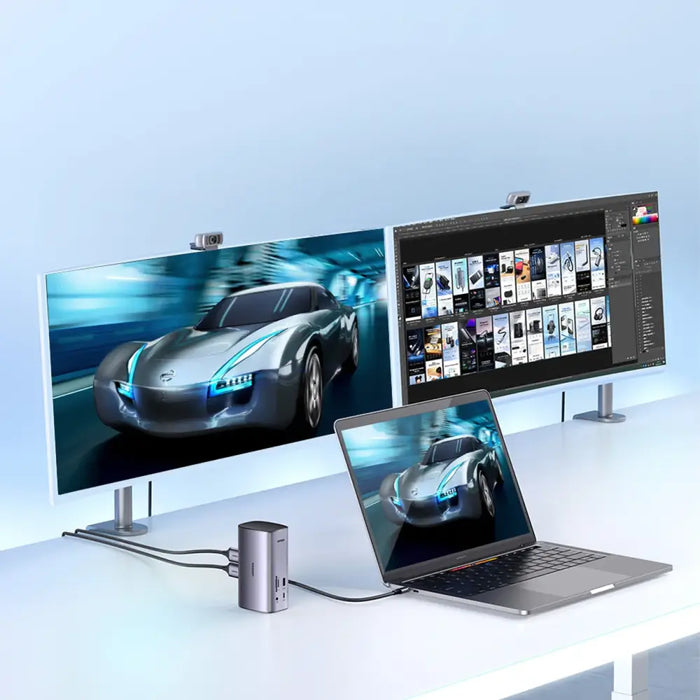 Ugreen Multifunction HUB 12in1 USB C USB HDMI DP RJ45 AUX SD TF gray (CM555) - USB hubs<<<HurtelXML