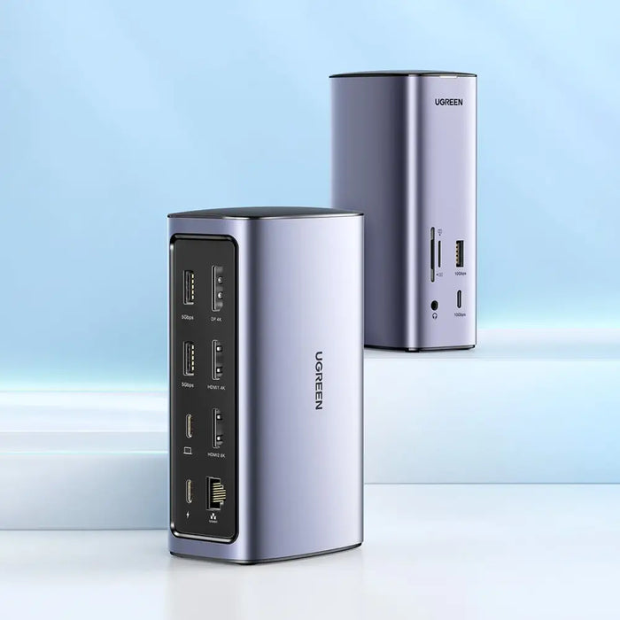 Ugreen Multifunction HUB 12in1 USB C USB HDMI DP RJ45 AUX SD TF gray (CM555) - USB hubs<<<HurtelXML