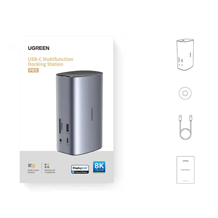 Ugreen Multifunction HUB 12in1 USB C USB HDMI DP RJ45 AUX SD TF gray (CM555) - USB hubs<<<HurtelXML