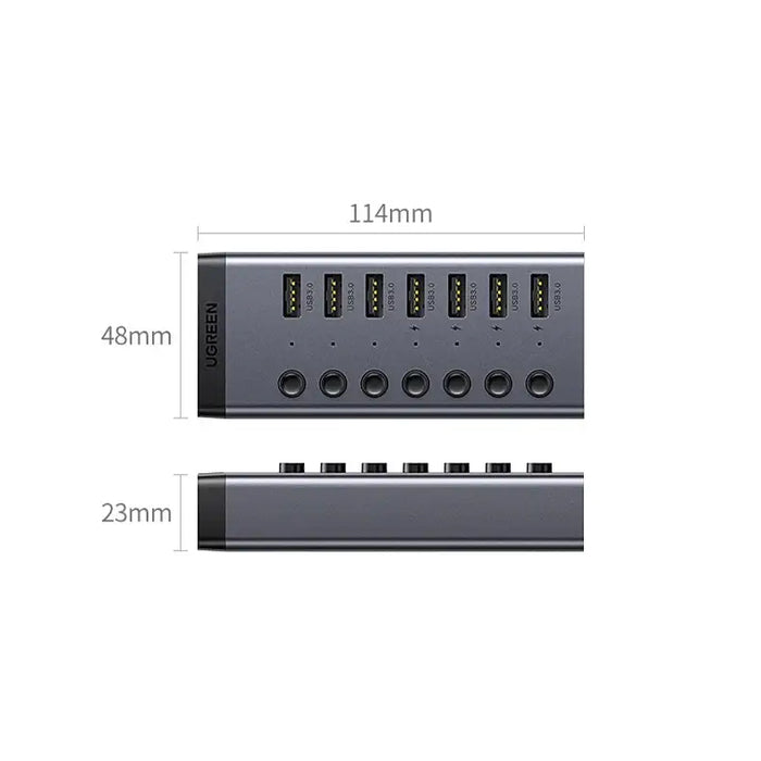 Ugreen multifunctional HUB 7in1 USB Type C - 7x USB Type A 3.0 PD DC 12V gray (CM481) - USB hubs<<<HurtelXML