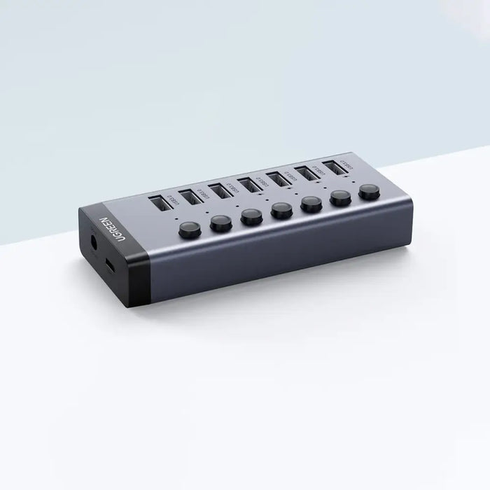 Ugreen multifunctional HUB 7in1 USB Type C - 7x USB Type A 3.0 PD DC 12V gray (CM481) - USB hubs<<<HurtelXML