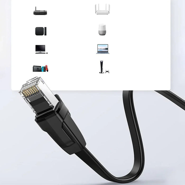 Ugreen NW102 50177 Flat LAN Ethernet Cat. 6 Network Cable 8m - Black - Network cables<<<HurtelXML