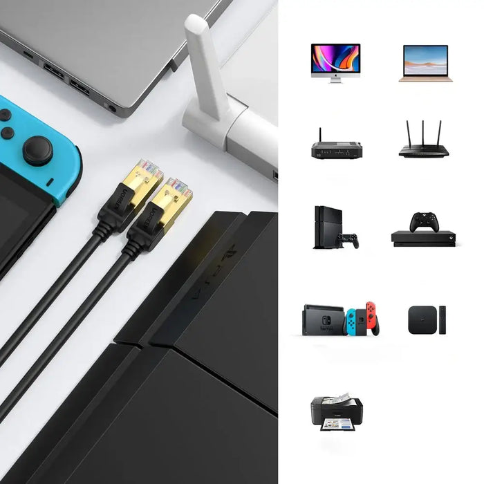 Ugreen NW107 RJ45/Cat 7 F/FTP Network Cable 5m - Black - Network cables<<<HurtelXML