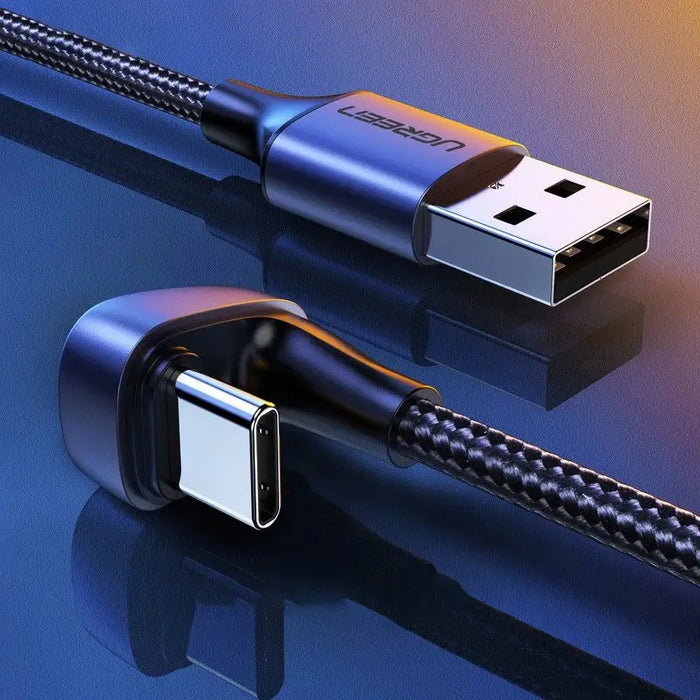 Ugreen nylon angled cable USB - USB Type C cable 2 m 3 A 18 W Quick Charge AFC FCP for gamers gray (70315) - Cell phone