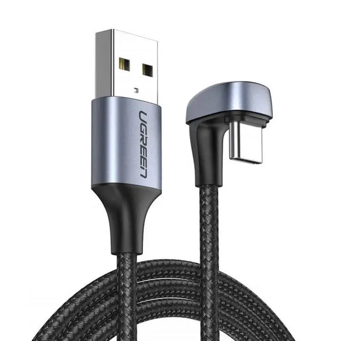Ugreen nylon angled cable USB - USB Type C cable 2 m 3 A 18 W Quick Charge AFC FCP for gamers gray (70315) - Cell phone