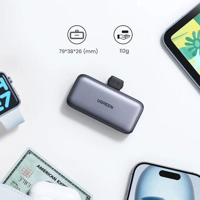 Ugreen PB503 5000mAh powerbank with USB-C port and integrated USB-C connector - gray - Powerbanks<<<HurtelXML