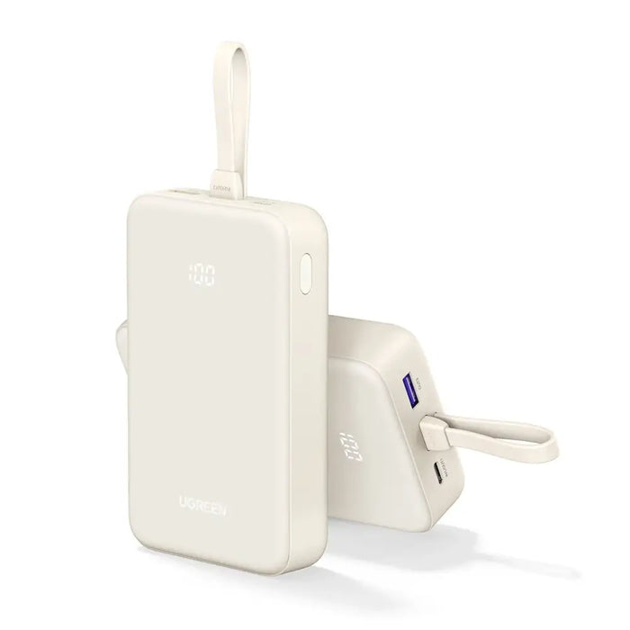 Ugreen PB505 Powerbank 20000mAh 22.5W USB-C USB-A Built-in USB-C Cable - White - Powerbanks<<<HurtelXML&&&Външни