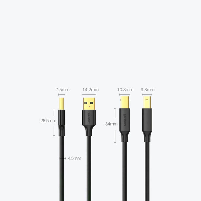 Ugreen printer cable USB-A - USB-B 480Mb/s 5m black (US135) - Cell phone cables<<<HurtelXML