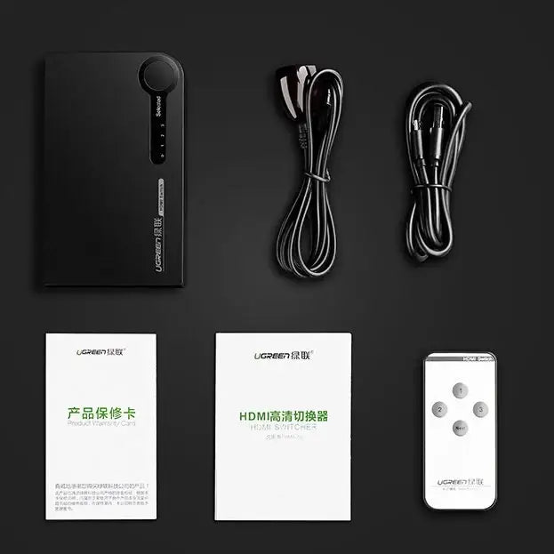 Ugreen switch splitter switch HDMI - 3x HDMI 3D 4K 7.5 Gbps 36 bit per channel black (40234) - KVM switches<<<HurtelXML