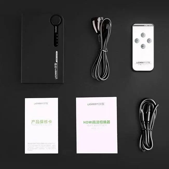 Ugreen switch splitter switch HDMI - 3x HDMI 3D 4K 7.5 Gbps 36 bit per channel black (40234) - KVM switches<<<HurtelXML