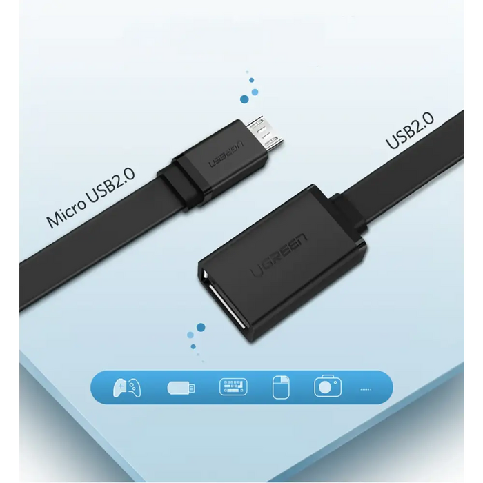 Ugreen US133 10396 micro USB (male) / USB-A (female) OTG cable flat 0.15m - black - Cell phone cables<<<HurtelXML