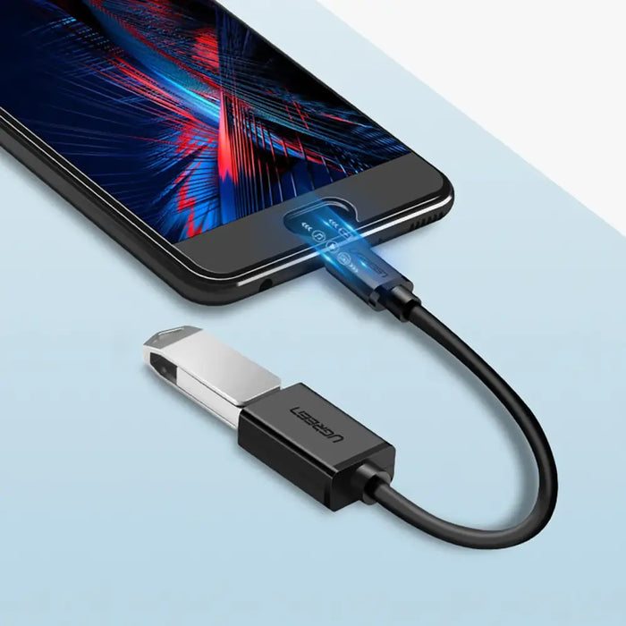 Ugreen US133 10396 micro USB (male) / USB-A (female) OTG cable flat 0.15m - black - Cell phone cables<<<HurtelXML