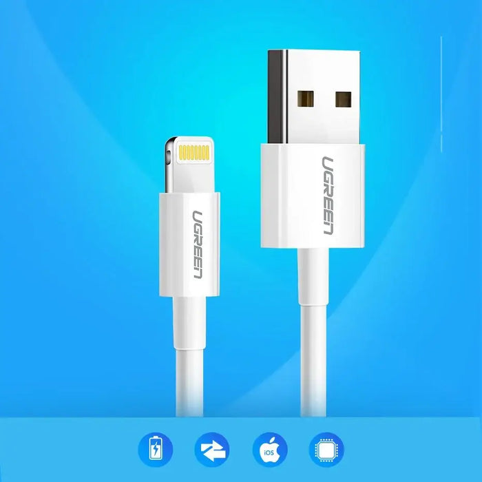 Ugreen US155 20728 USB-A / Lightning MFi 2.4A cable 1m - white - Cell phone cables<<<HurtelXML&&&Кабели за мобилни