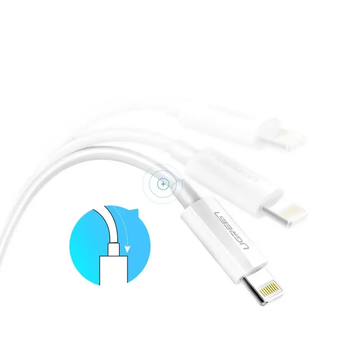 Ugreen US155 20728 USB-A / Lightning MFi 2.4A cable 1m - white - Cell phone cables<<<HurtelXML&&&Кабели за мобилни