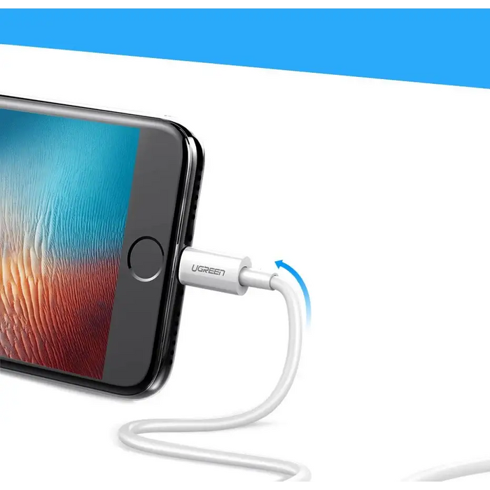 Ugreen US155 20728 USB-A / Lightning MFi 2.4A cable 1m - white - Cell phone cables<<<HurtelXML&&&Кабели за мобилни