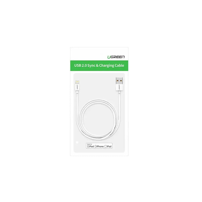 Ugreen US155 20728 USB-A / Lightning MFi 2.4A cable 1m - white - Cell phone cables<<<HurtelXML&&&Кабели за мобилни