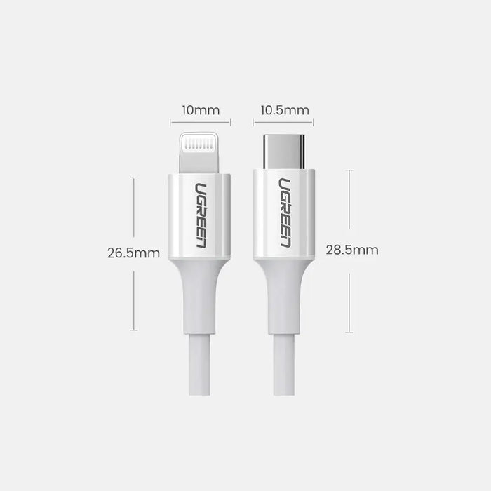 Ugreen US171 Lightning - USB-C MFi PD cable 20W 480Mb/s 1m - white - Cell phone cables<<<HurtelXML&&&Кабели за мобилни