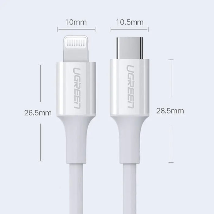 Ugreen US171 Lightning - USB-C PD Cable 20W 3A 480Mb/s 1.5m - White - Cell phone cables<<<HurtelXML