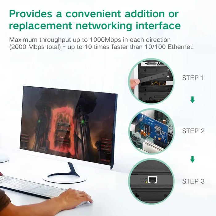 Ugreen US230 Gigabit 10/100/1000Mbps PCI-E Network Card - Black - Other office accessories<<<HurtelXML