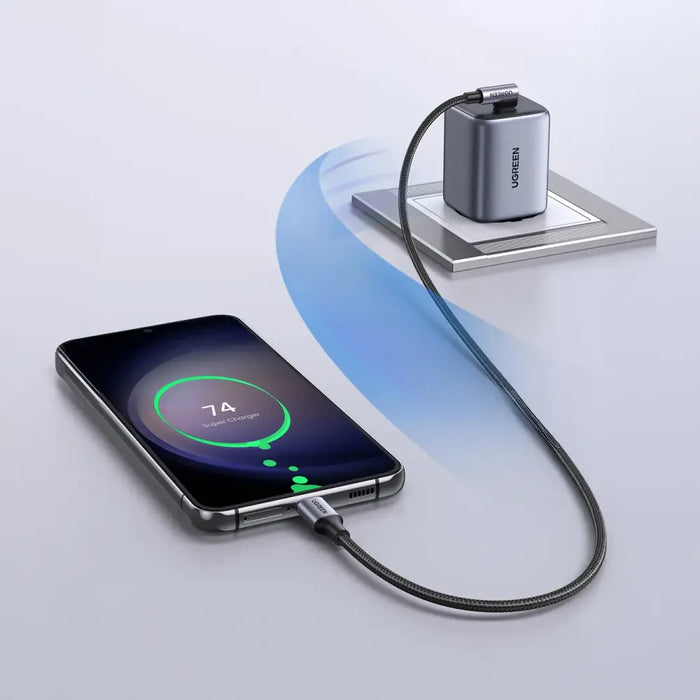 Ugreen US255 50122 USB-C (straight) / USB-C (angled) PD QC cable 60W 3A 0.5m - gray - Cell phone