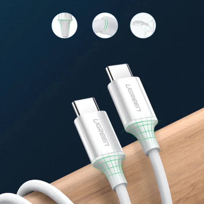 Ugreen US264 60520 USB-C / USB-C PD QC AFC Cable 2m - White - Cell phone cables<<<HurtelXML