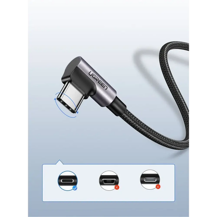 Ugreen US284 50942 USB-A (straight) / USB-C (angled) cable 3A 2m - gray - Cell phone cables<<<HurtelXML&&&USB