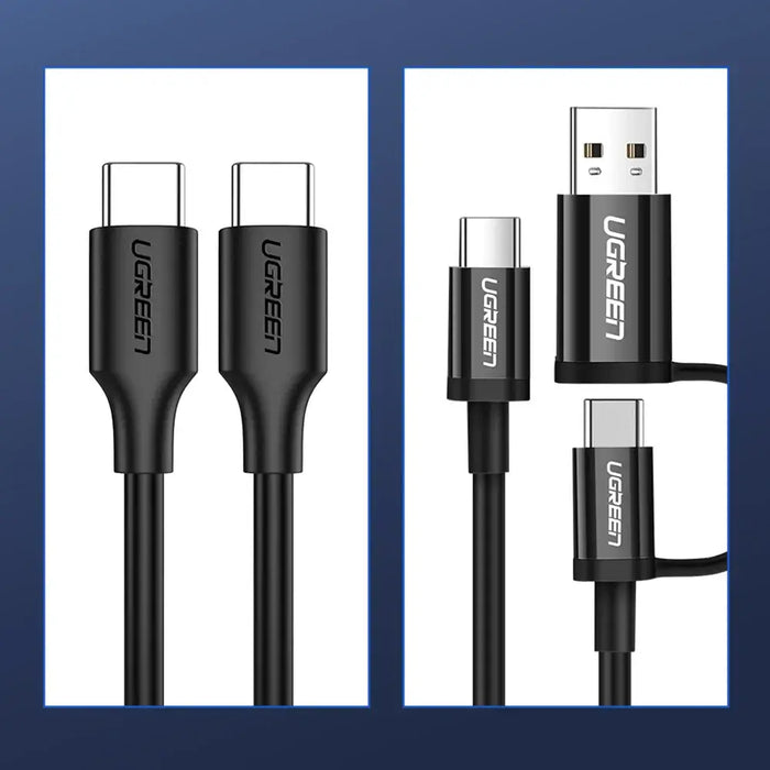Ugreen US286 USB-C - USB-C PD QC 3A 480Mb/s 1m cable - black - Cell phone cables<<<HurtelXML&&&Кабели за мобилни