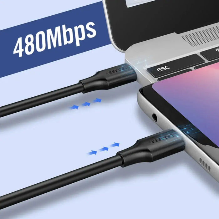 Ugreen US286 USB-C - USB-C PD QC 3A 480Mb/s cable 1.5m - black - Cell phone cables<<<HurtelXML