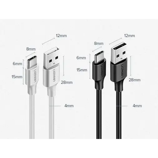 Ugreen US287 60117 USB-A / USB-C 3A cable 1.5m - black - Cell phone cables<<<HurtelXML&&&USB cablesKBA-USB<<<Cables