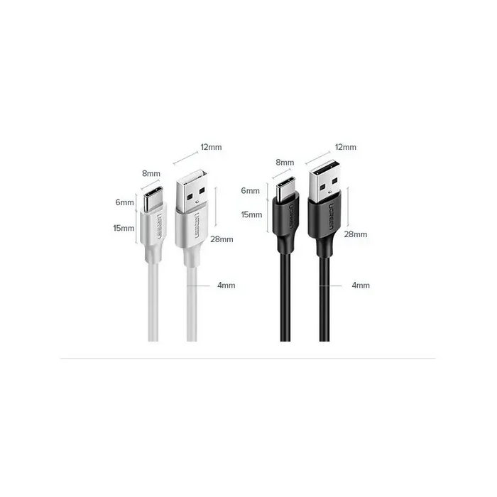 Ugreen US287 60118 USB-A / USB-C 3A cable 2m - black - Cell phone cables<<<HurtelXML&&&USB cablesKBA-USB<<<Cables