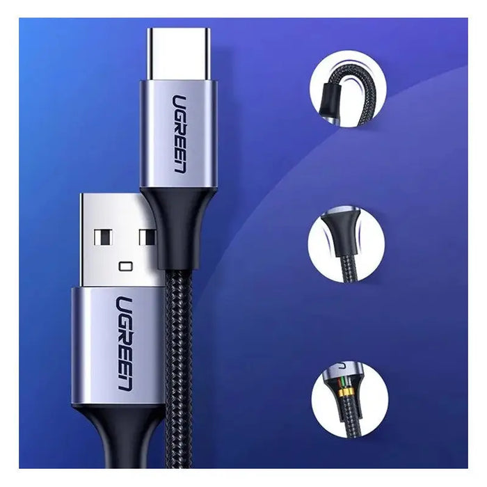 Ugreen US288 60126 USB-A / USB-C QC 3.0 3A 1m Cable - Gray - Кабели за мобилни устройства<<<Аксесоари за мобилни