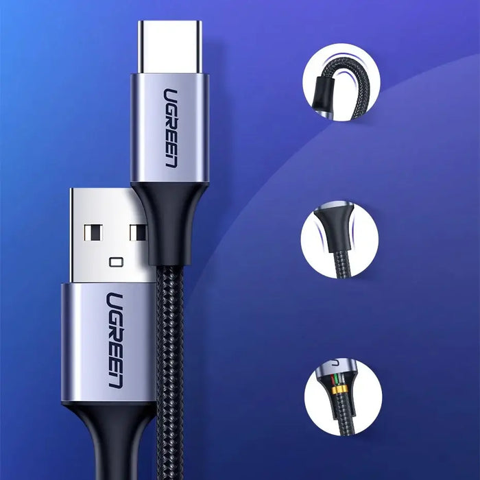Ugreen US288 60128 USB-A / USB-C QC 3.0 3A 2m cable - gray - Cell phone cables<<<HurtelXML&&&USB cablesKBA-USB<<<Cables