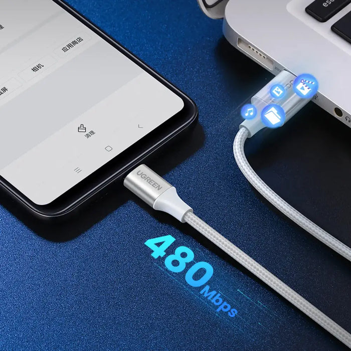 Ugreen US288 60409 USB-A / USB-C QC 3.0 3A 3m cable - white - Cell phone cables<<<HurtelXML