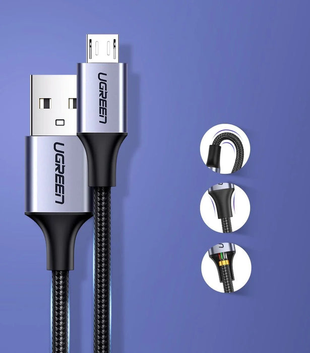 Ugreen US290 60146 USB-A / micro USB 2.4A cable 1m - gray - Cell phone cables<<<HurtelXML
