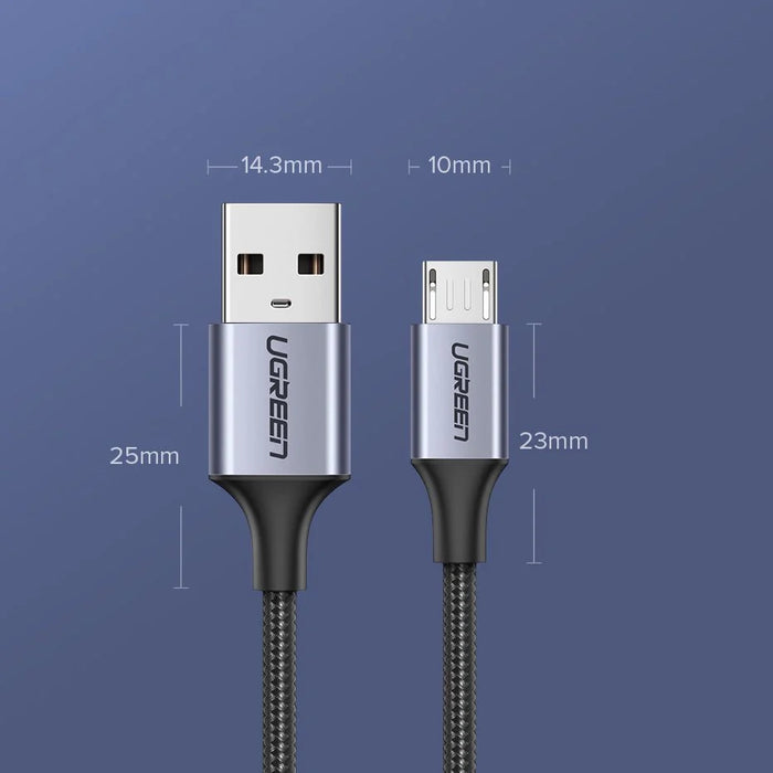 Ugreen US290 60146 USB-A / micro USB 2.4A cable 1m - gray - Cell phone cables<<<HurtelXML