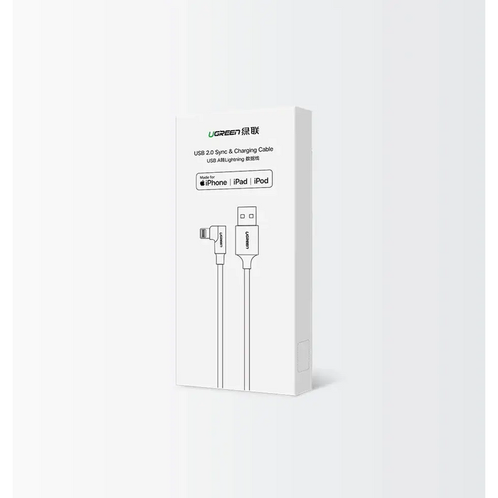 Ugreen US299 60521 angled Lightning / USB-A MFi cable 2.4A 1m - black - Cell phone cables<<<HurtelXML