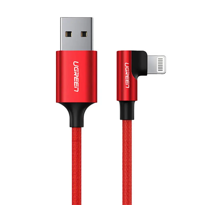Ugreen US299 60555 angled Lightning / USB-A MFi cable 2.4A 1m - red - Cell phone cables<<<HurtelXML