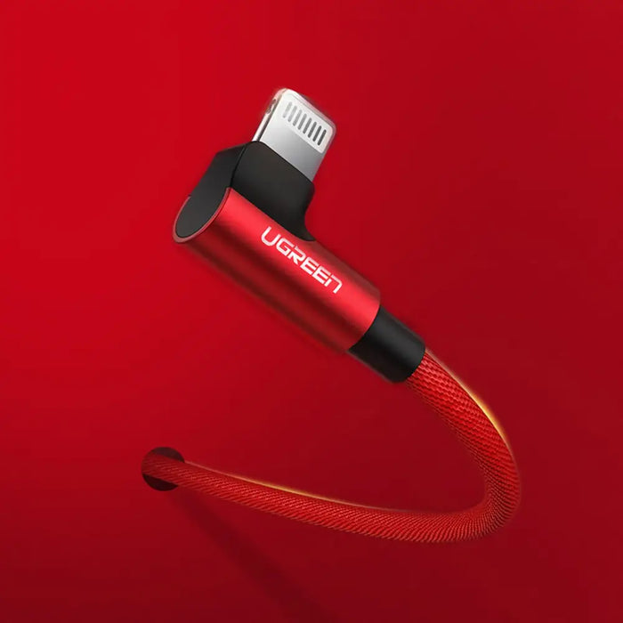 Ugreen US299 60555 angled Lightning / USB-A MFi cable 2.4A 1m - red - Cell phone cables<<<HurtelXML