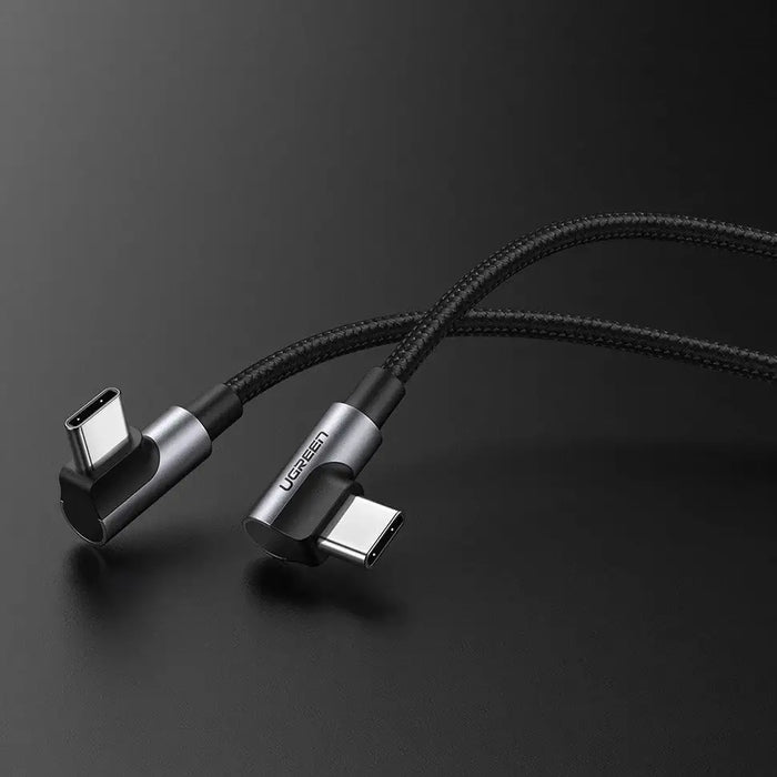 Ugreen US323 angled USB-C - USB-C PD QC cable 60W 3A 2m - black - Cell phone cables<<<HurtelXML
