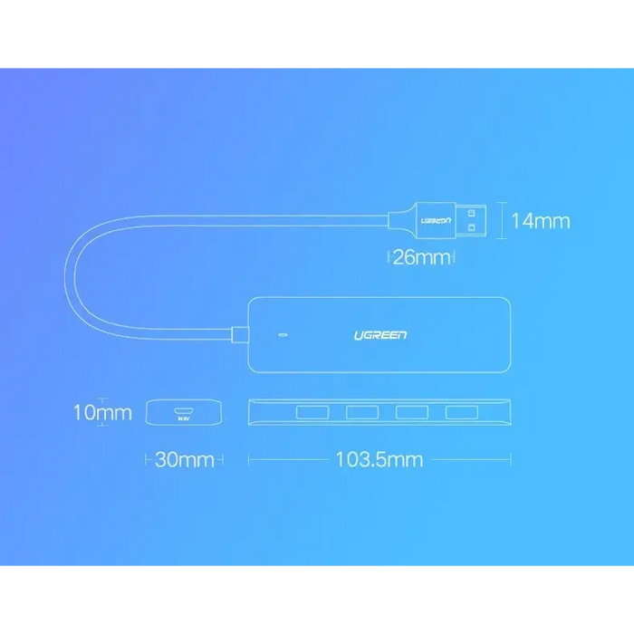 Ugreen USB HUB - 4x USB 3.2 Gen 1 with micro USB power port gray (CM219 50985) - USB hubs<<<HurtelXML