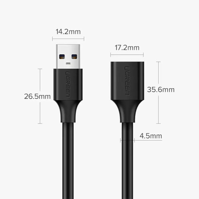 Ugreen USB (male) - USB (female) 2.0 extension cable 480Mb/s 3m black (US103) - Cell phone cables<<<HurtelXML