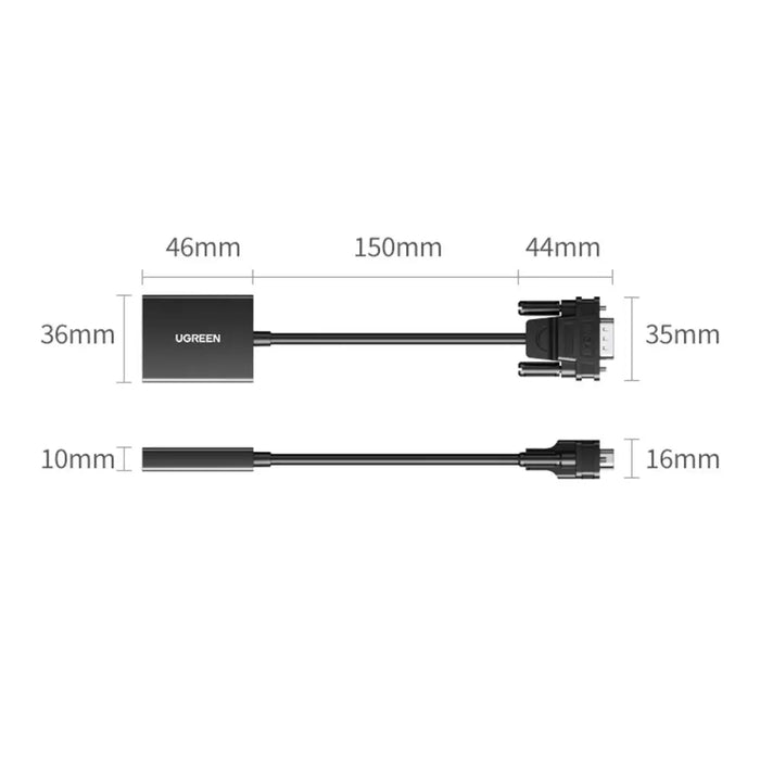 Ugreen VGA (Male) to HDMI (Female) Adapter Cable 0.15m Black (CM513) - Video adapters<<<HurtelXML&&&Exhibition