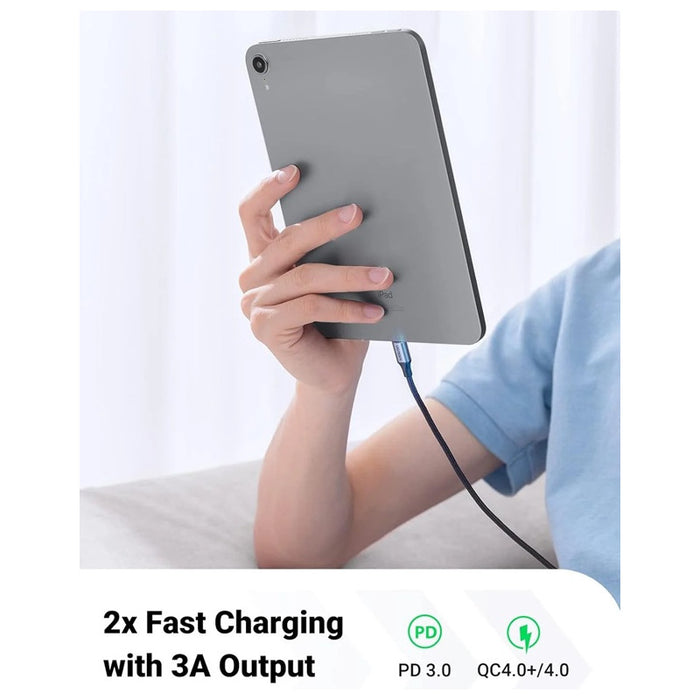BRAIDED CHARGING CABLE 1M USB-C/USB-C 3A 60W UGREEN - GREY