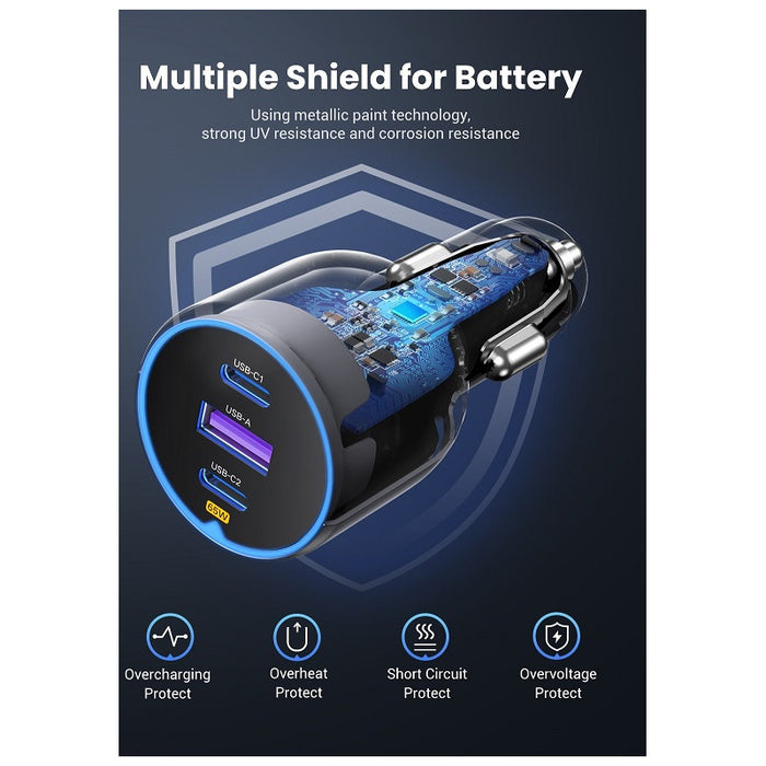 CAR CHARGER 2xUSB-C+1xUSB A,75W EC703 UGREEN