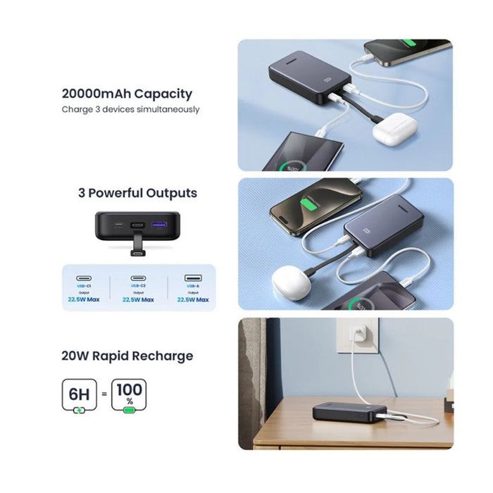 POWER BANK 20 000mAh WITH BUILT-IN CABLE 22.5W PB505 UGREEN