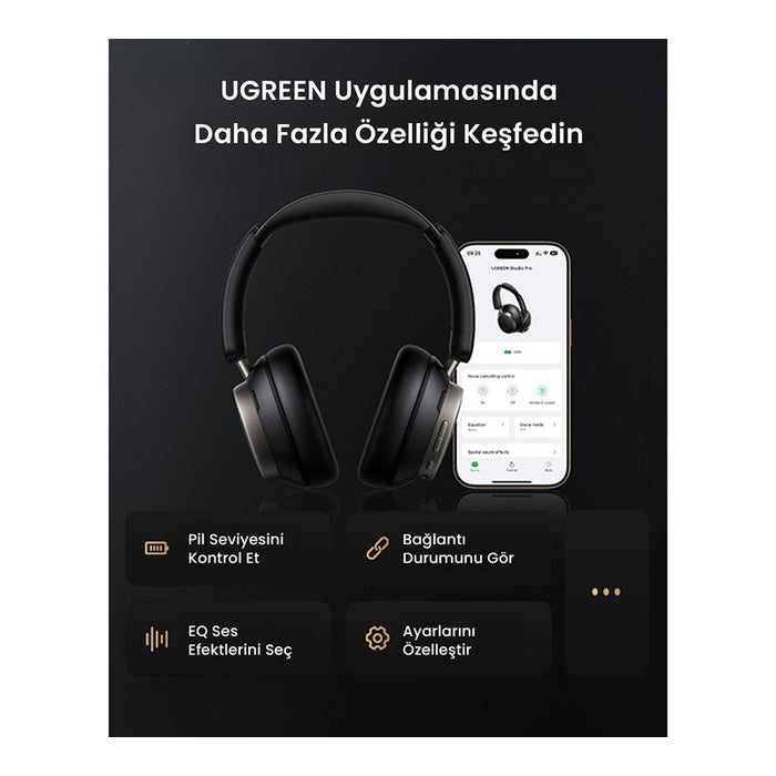 BLUETOOTH HEADPHONES ANC HP206 StudioPro UGREEN - BLACK