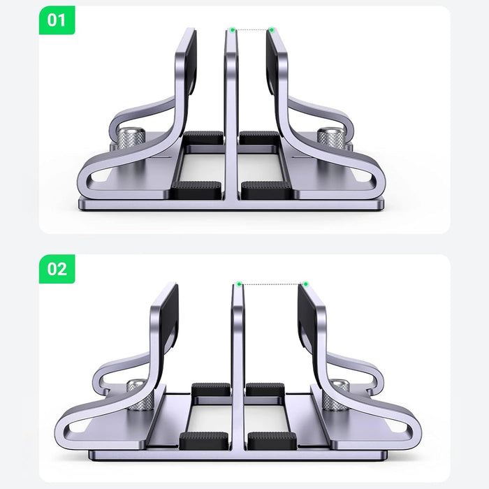 Ugreen LP258 Vertical Stand for 2 Devices Aluminum for Laptop Tablet - Silver