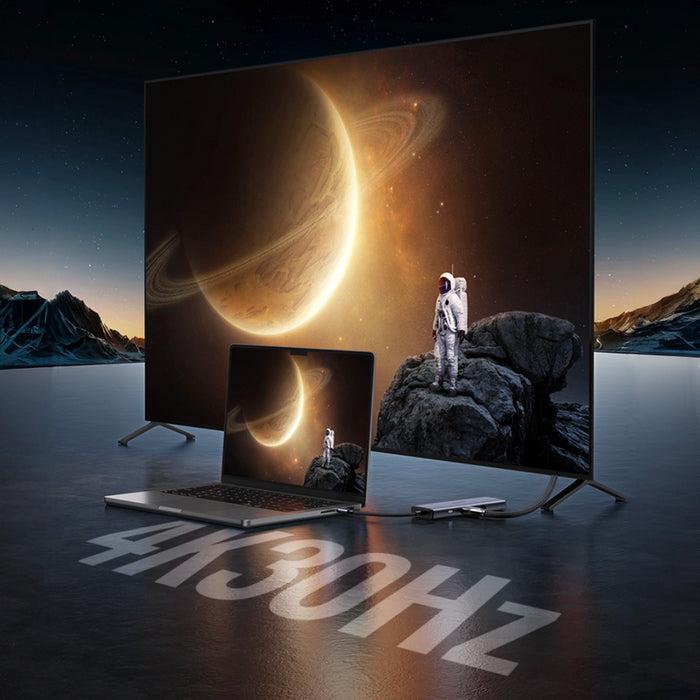 Ugreen CM498 15600 USB-C Adapter - 3x USB-A 3.0 / HDMI / VGA / RJ45 / SD / TF Card Reader / USB-C PD - Gray