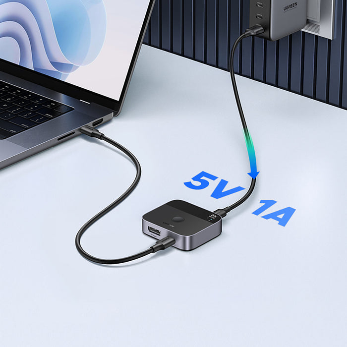 Ugreen DisplayPort/USB-C to USB-C Switch - Gray